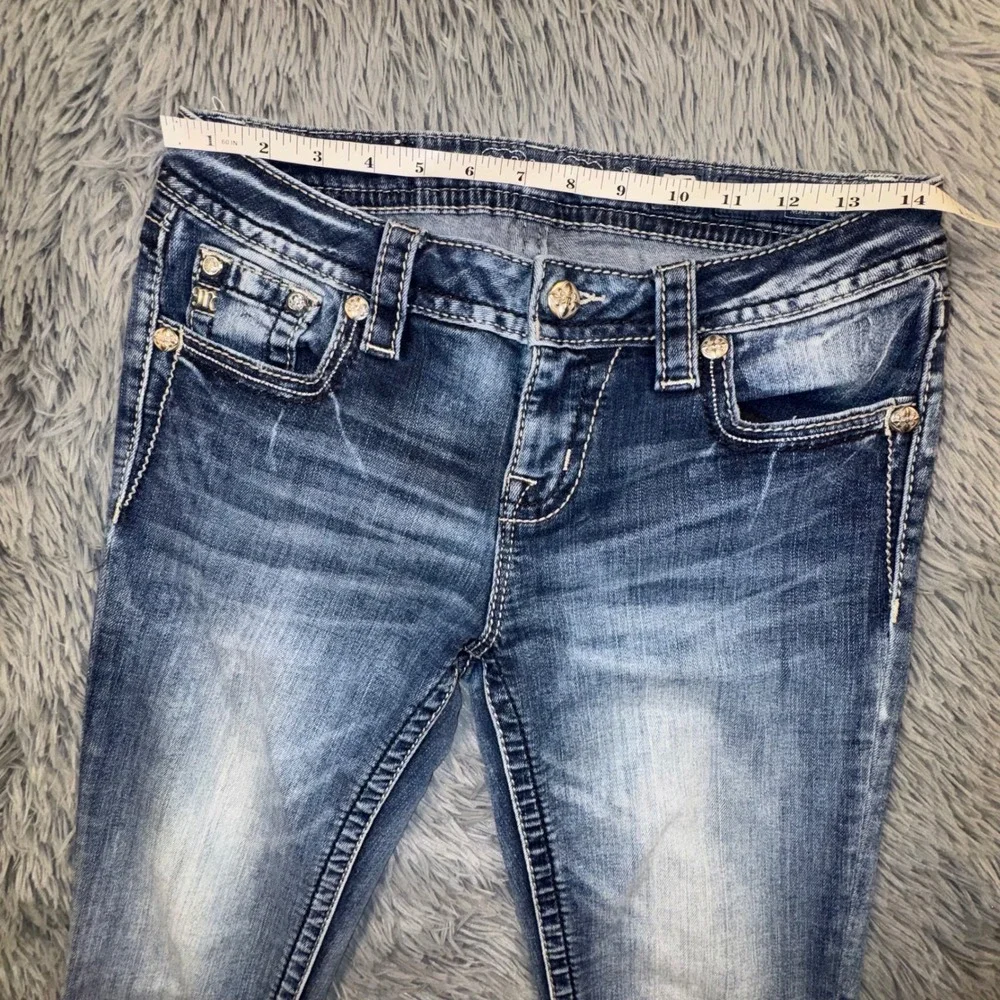 Miss Me Jeans Women 27 Bootcut Embellished Floral Sequin pocket Light Wash 29x32